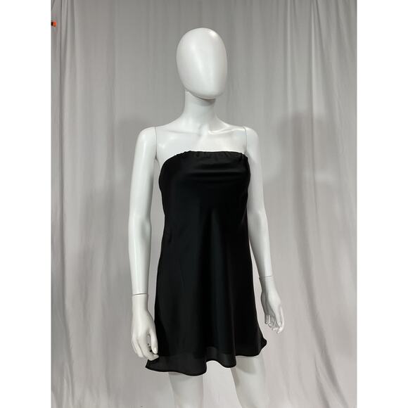 Show Me Your Mumu 'Taylor' Black Satin Tube Mini Dress Size S - Picture 2 of 5